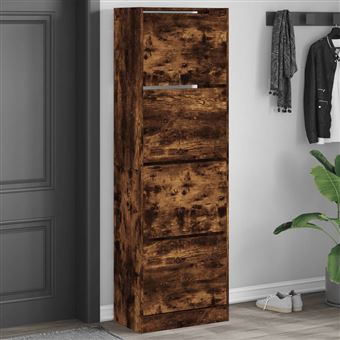 Sapateira vidaXL | 4 gavetas articuladas | 60x34x187,5 cm | carvalho fumado - 1