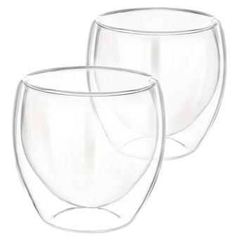 Lote 2 Copos Cheffinger | 250ml | Parede Dupla | em Vidro Borosilicato | Transparente - 1