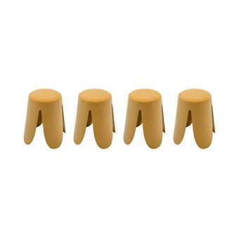 Conjunto de 4 bancos empilháveis sweeek | tecido felpudo texturado | moutarde - 1