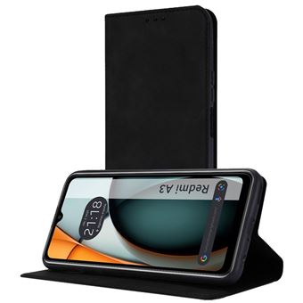 Capa de couro sintético TUMUNDOSMARTPHONE para Xiaomi Redmi A3 com porta-cartões preto - 1