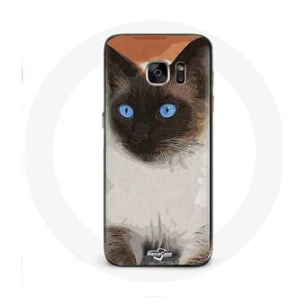 Capa Maniacase para Samsung Galaxy S7 Gato Siamois Preto E Branco Olhos Azuis - 1
