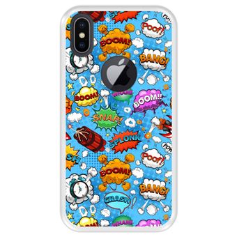 Capa Tpu Hapdey para Iphone X - Xs | Design Padrão de Bolhas Em Quadrinhos 6 - Transparente