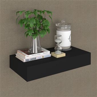 Prateleira de parede vidaXL | suspensa com gaveta 48x25x8 cm | preto - 1