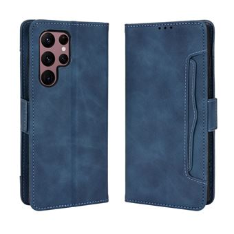 Capa FOXDOCK Protetora para Samsung Galaxy S22 Ultra | Suporte e Flip de couro PU | À Prova de Choque | Azul - 1
