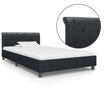 Estrutura de Cama vidaXL 100x200 cm couro artificial preto - 1