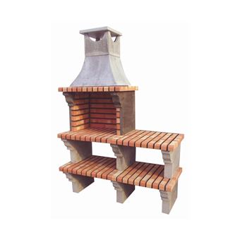 Churrasqueira com 2 bancadas ARTICIMENTOS BBQ EYE | produzida em tijolo e cimento refratário | 135x57x195cm - 1