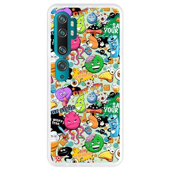 Capa Hapdey para Xiaomi Mi Note 10 - Note 10 Pro - CC9 Pro | Silicone Flexível em TPU | Design Abstrato, textura Graffiti com personagens animados - Transparente