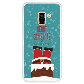 Capa Hapdey Para Samsung Galaxy A8 2018 - A5 2018 Design Natal Pai Natal Está Descendo a Chaminé Capa de Silicone Flexível Em TPU - Transparente