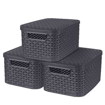Caixas de Arrumação com Tampas Curver Style 3 pcs tamanho S 6L antracite - 1