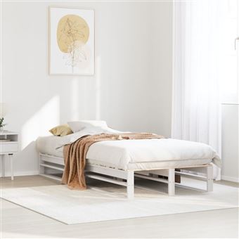 Cama sem colchão vidaXL | 90x190 cm | madeira de pinho maciça branco - 1