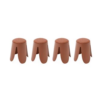 Conjunto de 4 bancos empilháveis sweeek | tecido felpudo texturado | terra cotta - 1