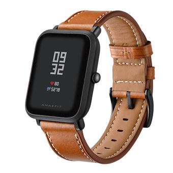 Pulseira de Couro Genuíno Magunivers | 20mm | Castanho | para Huami Amazfit Bip - 1