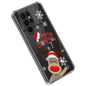 Capa e TPU padrão de natal Magunivers para Samsung Galaxy S22 Ultra 5G - Rena com chapéu de natal - 1