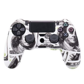 Capa HSMY Silicone Anti-Queda para Comando PS4/Slim/Pro - Branco e Preto - 1