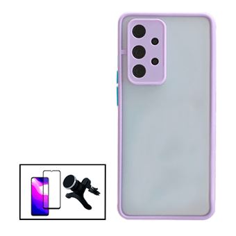 Kit G4M Capa Traseira Proteção Camara + Película Película de Vidro Temperado GorilasGlass + Suporte Magnético Com Pernas para Samsung Galaxy A32 5G - Roxo - 1