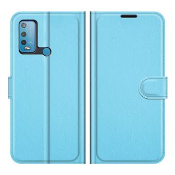 Capa PU + TPU fecho Magnético Textura lichia com fundo Azul para Wiko Power U30 - 1