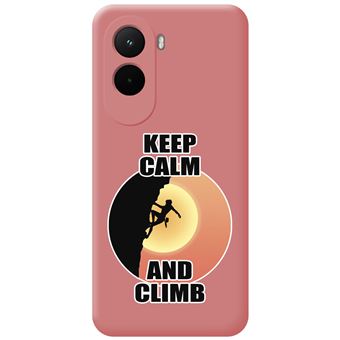 Capa TUMUNDOSMARTPHONE de silicone líquido rosa para Xiaomi Poco M7 4G com desenhos de mulher escalando - 1