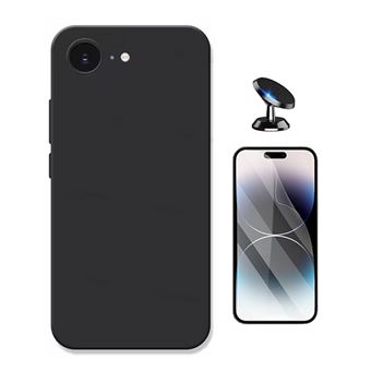 Kit Película Hydrogel Frente + Capa Silicone Líquido + Suporte Magnético Phonecare para Apple iPhone 16e | Preto - 1