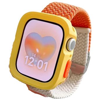 Pack Antiimpacto Capa + Bracelete Tecido Trançado para Apple Watch Series 4 44mm | Laranja e Branco - 1