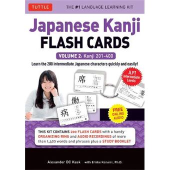 Japanese Kanji Flash Cards Kit Volume 2 Kanji 201400 Intermediate Level Audio Cd Included Kanji 201400 Jlpt Intermediate Level Learn 200  Audio, Sample Sentences  Compound Words - 1