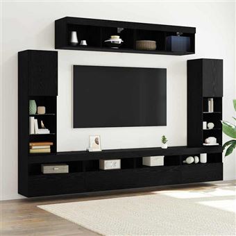 Conjunto de Móveis de Parede para TV vidaXL | 6 Peças | Carvalho preto - 1