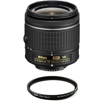 Objetiva Nikon AF-P 18-55mm F3.5-5.6G VR + HOYA 55mm PRO 1D Protector - 1