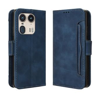 Capa FOXDOCK Protetora para Motorola Edge 50 Ultra 5G | Suporte e Flip de couro PU | À Prova de Choque | Azul - 1