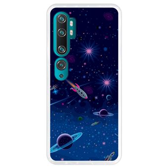 Capa Hapdey para Xiaomi Mi Note 10 - Note 10 Pro - CC9 Pro | Silicone Flexível em TPU | Design Visão cósmica, planetas e naves espaciais - Transparente