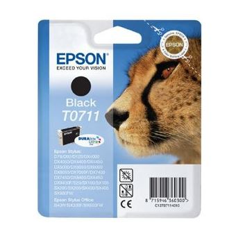 Original Epson Cheetah Tinteiro Preto T0711 Tinta DURABrite Ultra - 1