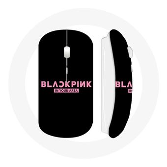 Rato Wireless Maniacase Blackpink In Your Area Fundo Preto Logotipo Rosa - 1