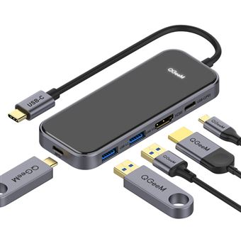 Docking Station QGeeM | Tipo-C 5 em 1 para Tipo-C | USB | HDMI e Porta de Carregamento PD - Preto - 1