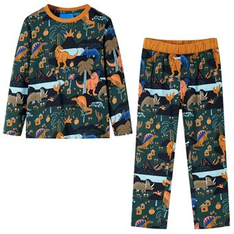 Pijama de manga comprida para criança | vidaXL | verde-escuro 104 | 3 a 4 anos - 1