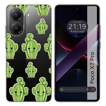Capa TUMUNDOSMARTPHONE de silicone transparente para Xiaomi Poco X7 Pro 5G Desenhos de design de cacto - 1