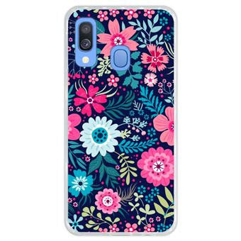 Capa Hapdey para Samsung Galaxy A40 2019 Design Teste Flores Multicoloridas em Silicone Flexível e TPU