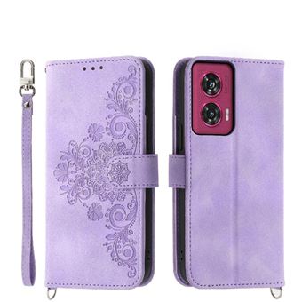 Capa ZURSANA para Motorola Edge 50 Fusion | Pele com Fecho de Encaixe para Colar + Cordão em Pele | Roxo - 1
