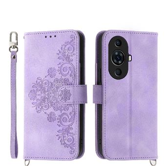 Capa ZURSANA para Huawei Nova 11 Pro | Pele com Fecho de Encaixe para Colar + Cordão em Pele | Roxo - 1