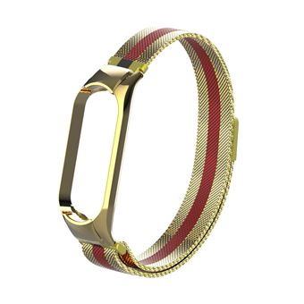Bracelete de Aço Inoxidável HSMY Durável para Xiaomi Mi Band 4/ 3 - Dourado&Vermelho - 1