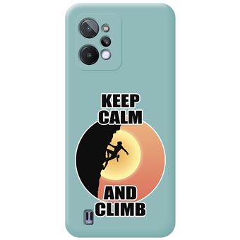 Capa Tumundosmartphone de silicone líquido azul para Realme C31 desenhos de escalada de mulher com design - 1