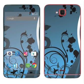 Adesivo Royalsticker Para Wiko Slide (Sticker : Blue Abstract Flowers) - 1