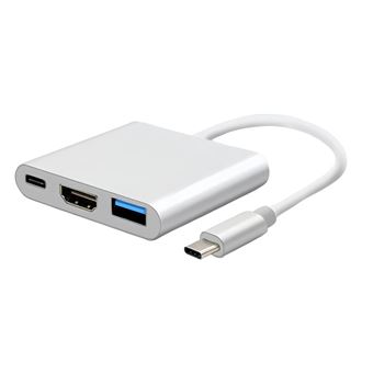 Hub USB-C 3 em 1 V-REEL com HDMI, PD, USB - Prata - V-REEL compatível V-REEL com MacBook/PC | QT25 - 1