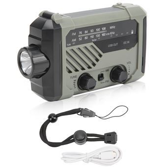 Rádio de Emergência | AM/FM | Manivela + Painel Solar | Lanterna LED Orysin - 1
