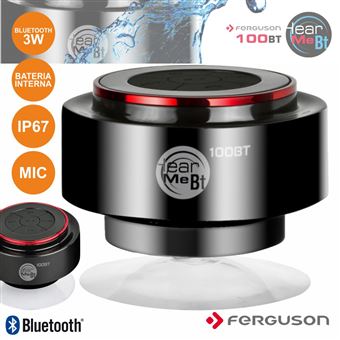 Coluna Bluetooth Portátil Ferguson com Ventosa 3W Preto Ip67