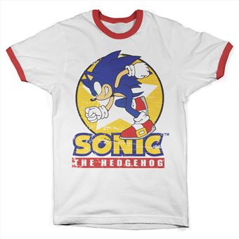 T-shirt Ringer Fast Sonic - Sonic The Hedgehog | S | Branco e Vermelho - 1