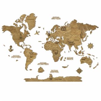 Mapa Mundo 2D Creatifwood | Madeira Escura | S - 1