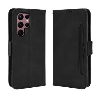Capa FOXDOCK Protetora para Samsung Galaxy S22 Ultra | Suporte e Flip de couro PU | À Prova de Choque | Preto - 1