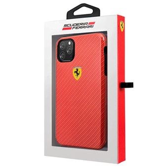 Capa traseira para iPhone 11 Pro Ferrari em Fibra de Carbono Vermelho - 1