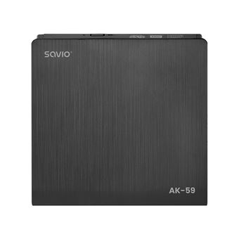 Unidade de Disco Ótico Savio AK-59 External slim CD/DVD Recorder R/RW - USB-C/USB-A black | Preto - 1