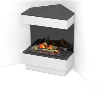 Lareira Elétrica Autónoma de Canto LED OutInFire TARAVO | mármore branco mate / preto | 70 x 95 x 30/65 | 400/600 - 1