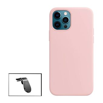 Kit Suporte Magnético L Safe Driving Carro + Capa Silicone Líquido Phonecare para iPhone 13 Pro Max - Rosa - 1