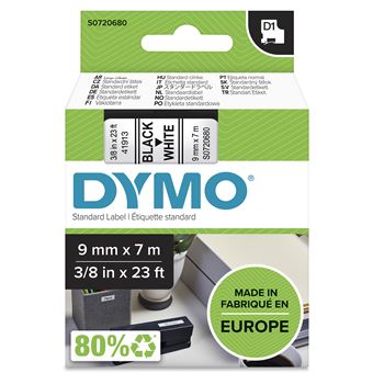 Etiquetadora DYMO D1 -Standard Etiquetas - Preto no branco - 9mm x 7m - 1